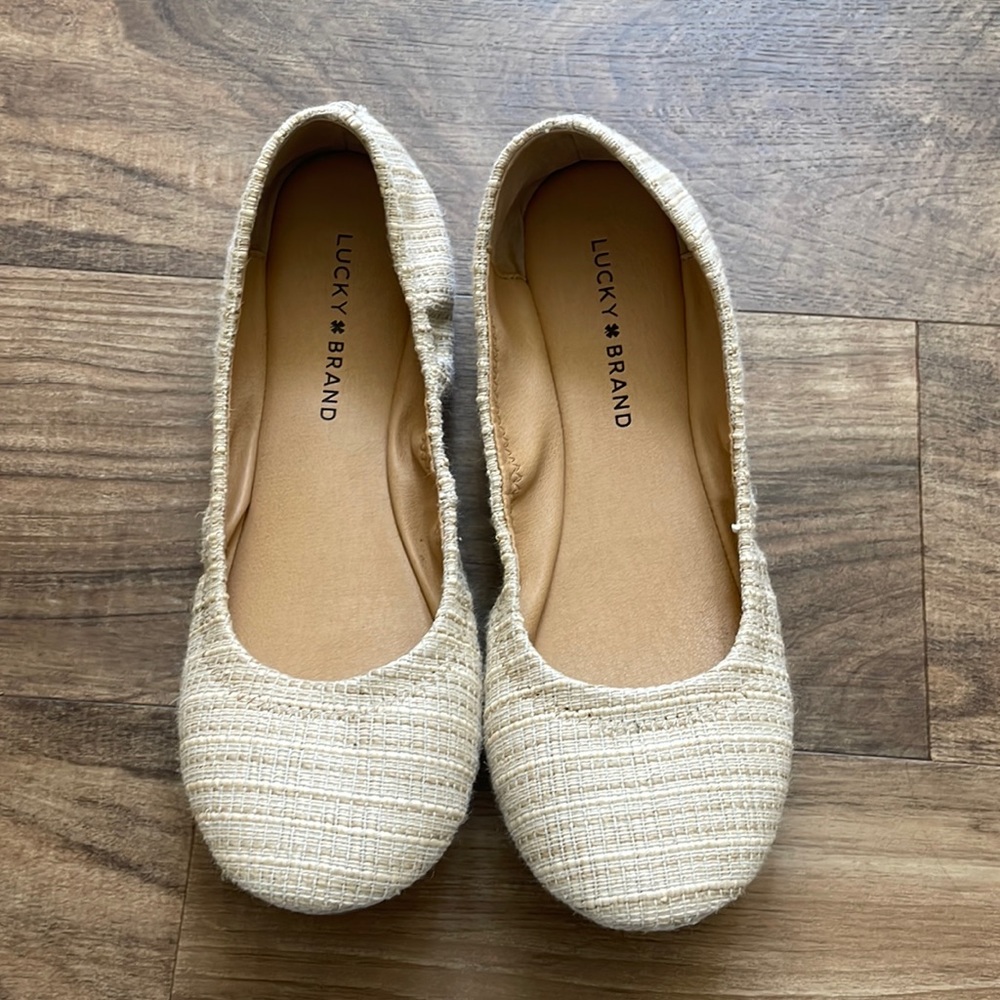 Lucky Brand Women's Emmie Ballet Flats, beige, 8.5